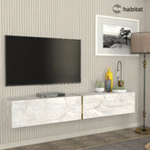 Meuble TV Domus LED - Blanc Marbré