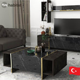 Elgora Table Basse - Noir Marbré & Doré