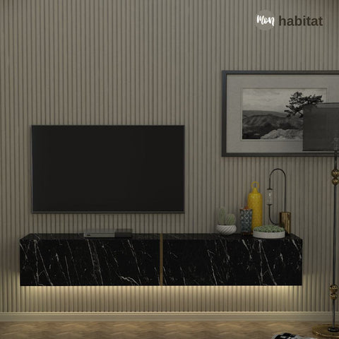 Meuble TV Domus LED - Noir Marbré