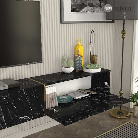 Meuble TV Domus LED - Noir Marbré