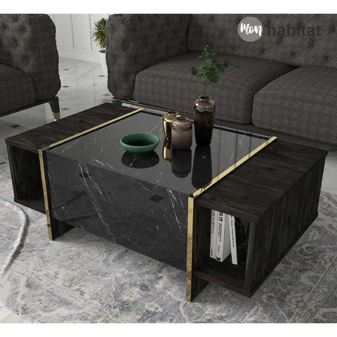 Elgora Table Basse - Noir Marbré & Doré