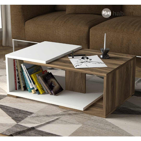 Livaro Table Basse - Blan et Marron