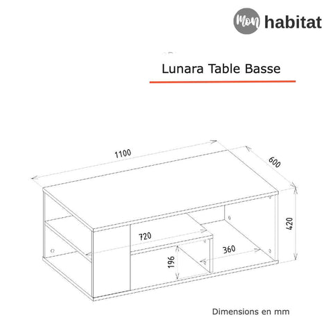 Lunara Table Basse - Noir Marbré