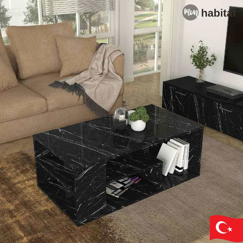 Lunara Table Basse - Noir Marbré