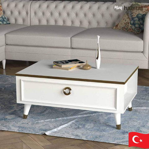 Senza Table Basse - Blanc & Doré