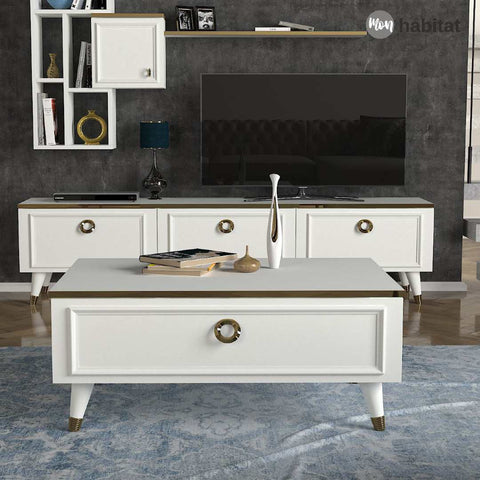 Senza Table Basse - Blanc & Doré