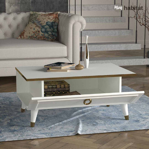 Senza Table Basse - Blanc & Doré